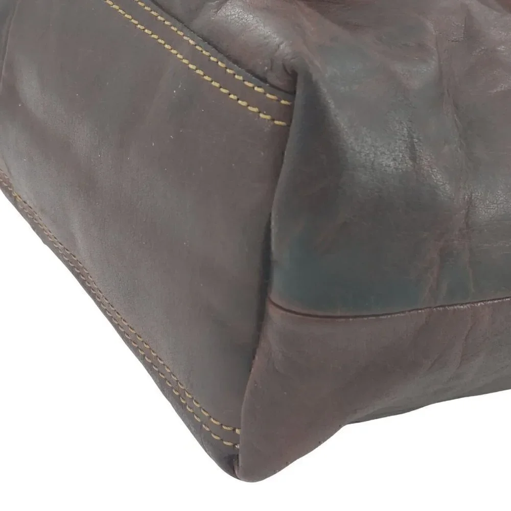 JACK GEORGES Voyager Hand-Stain Re-Tanned Buffalo Leather Flap Pocket Hobo Bag